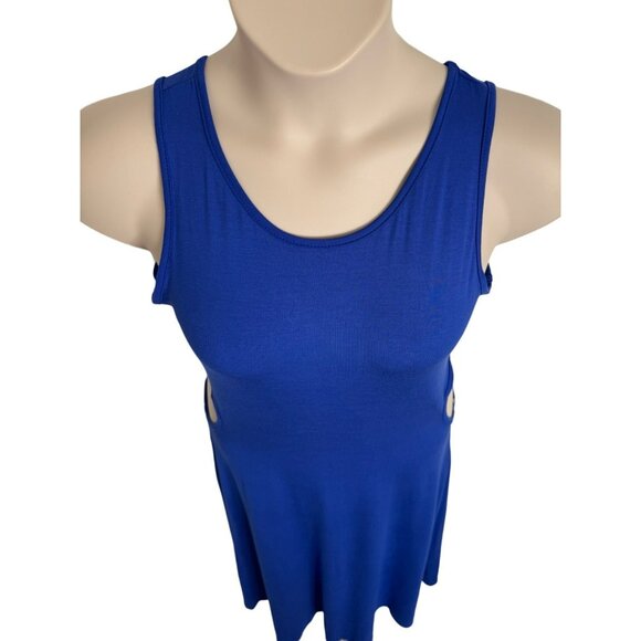 See You Monday Los Angeles Blue Cut Out Midi Dress Sleeveless Size XL Stretchy N - Picture 7 of 11